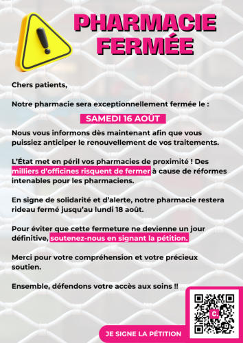 FERMETURE POUR GREVE LE 16 AOÜT